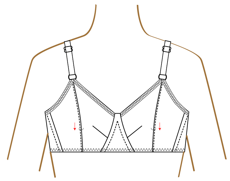Moving the Apex Up/Down in a Vertical Seamed Bra