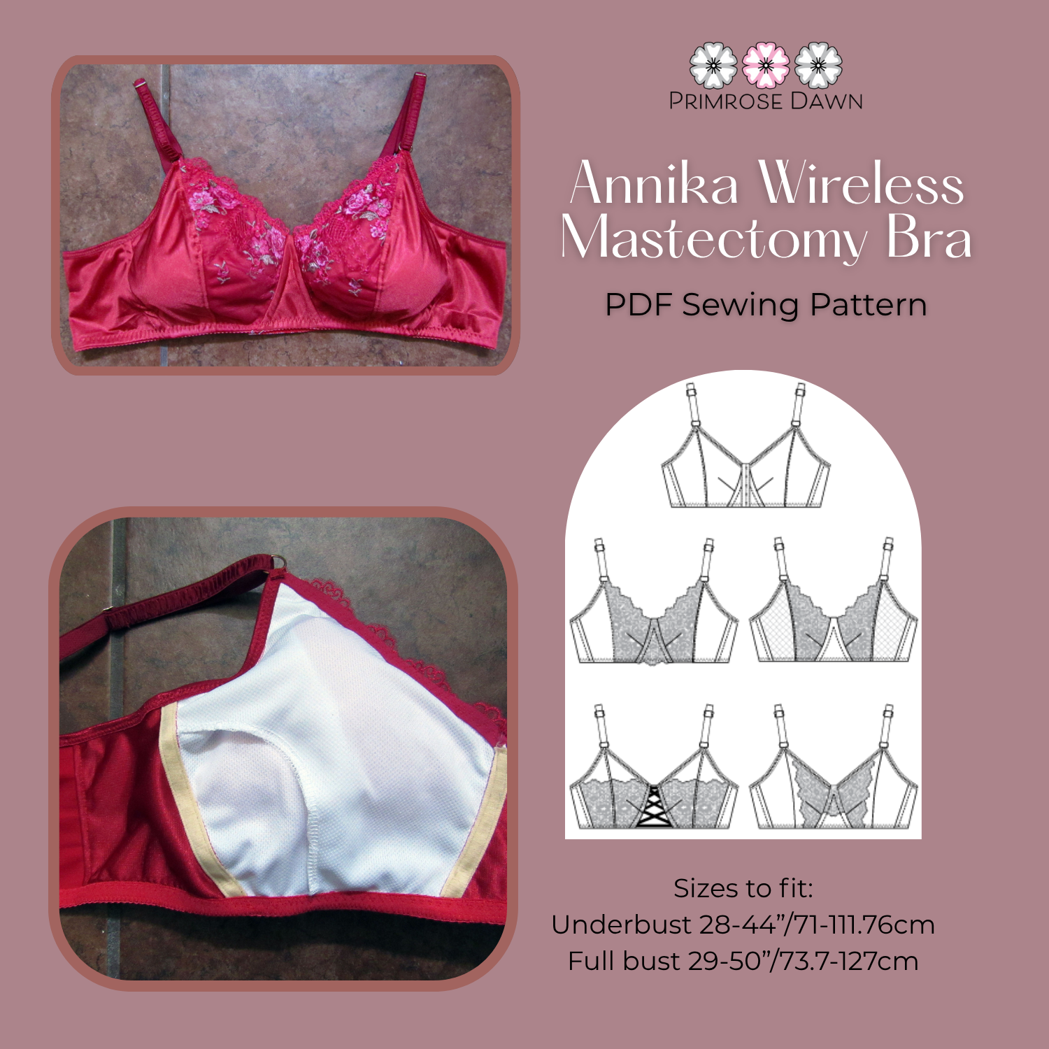 Annika Wireless Bra with Mastectomy Pocket & Flat Cup Options PDF